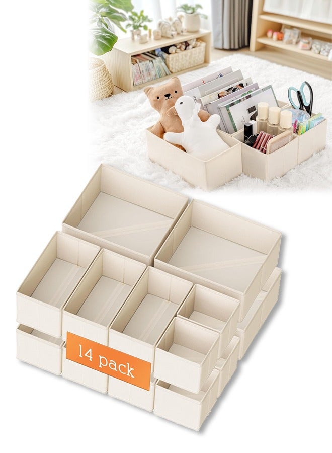 DUNISO 14 Pcs Wardrobe Clothes Organizer, Foldable Clothes Storage Box Organizer, Dresser Organizer for Socks, Underwear, Bras, Ties, Scarves - Image 1